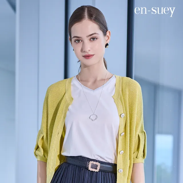 【en-suey 銀穗】EU彈性V領背心上衣-女