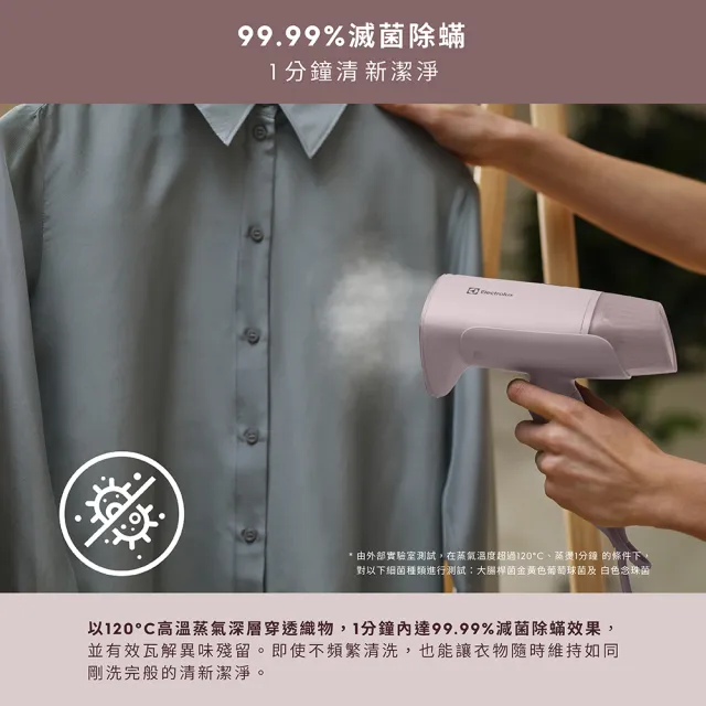 【Electrolux 伊萊克斯】500系列摺疊手持式蒸氣掛燙機 (E5HS1-110K 胭脂粉)
