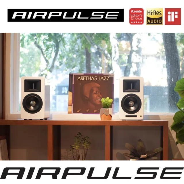 【AIRPULSE】A100 PLUS 雙聲道主動式音箱（2.0藍牙喇叭｜國際設計師 Phil Jones 設計｜Hi-Res音質認證）