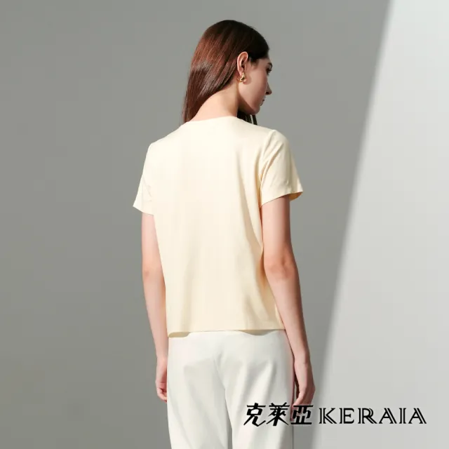 【KERAIA 克萊亞】暖陽花韻蕾絲亮片異素材拼接上衣
