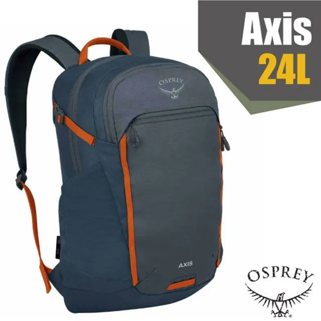 【Osprey】雙11 Axis 24 多孔式耐磨減震透氣日用電腦後 背包24L.雙肩書包/平板電腦 鎢鋼灰/藍 R
