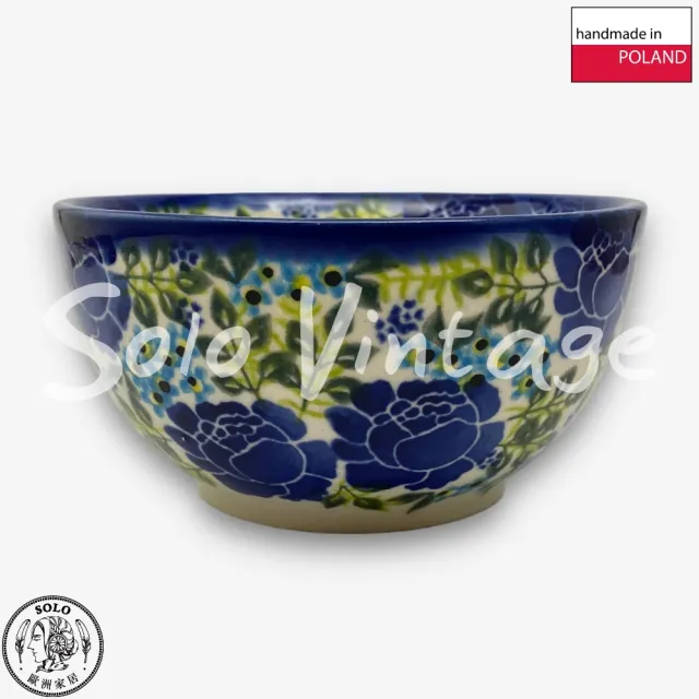 【波蘭陶】SOLO歐洲家居 正版原裝 波蘭原廠手繪 Vena 12CM 飯碗 小碗 甜點碗 置物碗 凡爾賽藍玫瑰系列