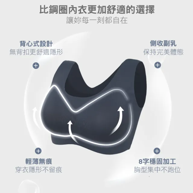 【MarCella 瑪榭】3件組-裸感美型無痕無鋼圈內衣-支撐加強(寬肩背心/細肩背扣/無痕內衣/女內衣)