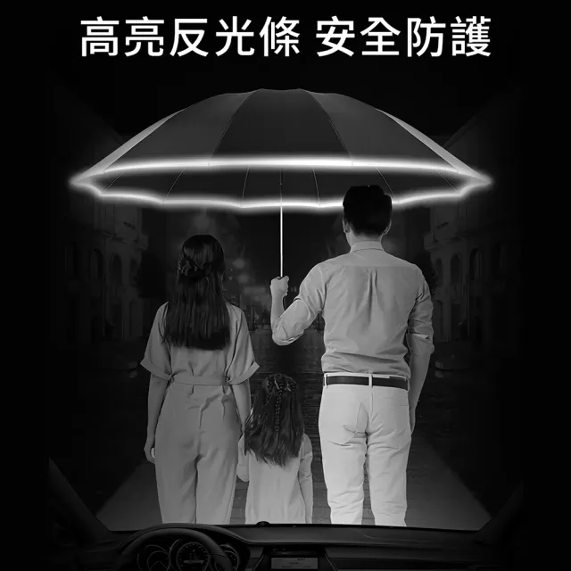 買大送小 27吋特大傘面 10骨抗風反向傘+8骨輕量超防曬UPF50黑膠自動傘(雨季超值組)