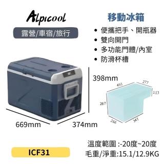 【Alpicool】冰虎 31公升 單槽行動冰箱 車用移動冰箱 露營 壓縮機 冷藏冷凍 保冰加強款 ICF31 總代理公司貨