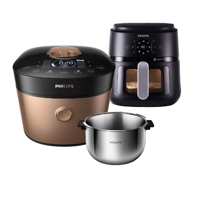 【Philips 飛利浦】抽UX20戰鬥陀螺_智慧萬用鍋_金小萬+星樂視透視海星氣炸鍋6.2L_HD2195+NA231