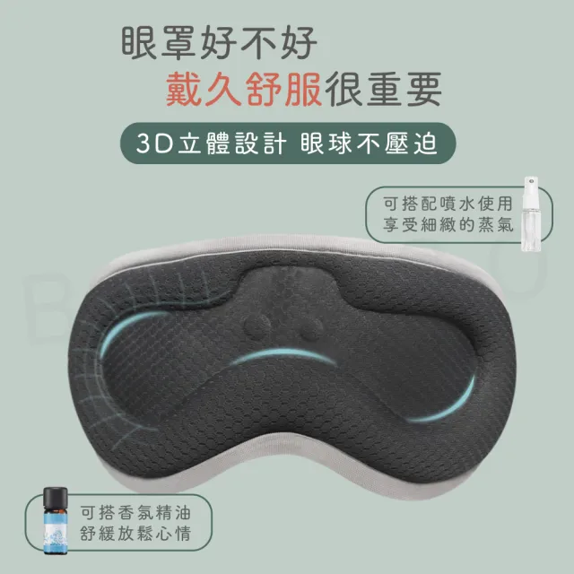 【Beroso 倍麗森】恆溫式4D立體不壓眼熱敷眼罩(熱敷眼罩 睡眠眼罩)