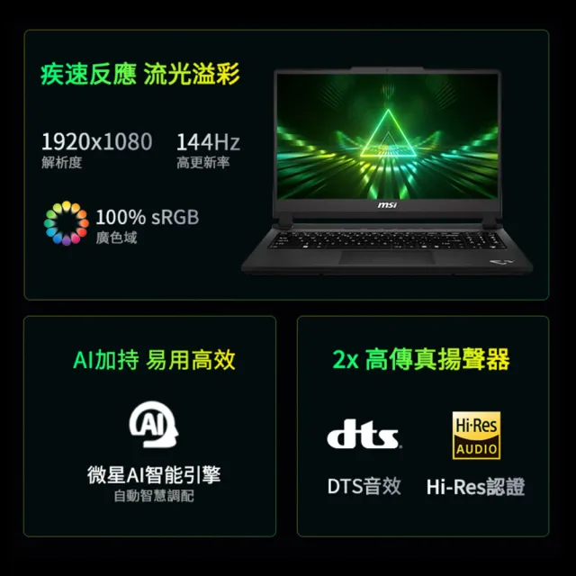 遊戲手把組★【MSI 微星】15.6吋i7-13620H RTX5050電競筆電(Cyborg 15 Max/16G/512G SSD/W11/C13WE-054TW)