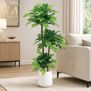 【Floral M】居家超人氣滿滿幸福樹150cm大型仿真植栽(贈花盆)(仿真樹/免澆水/室內佈置/居家裝飾/店面擺設)