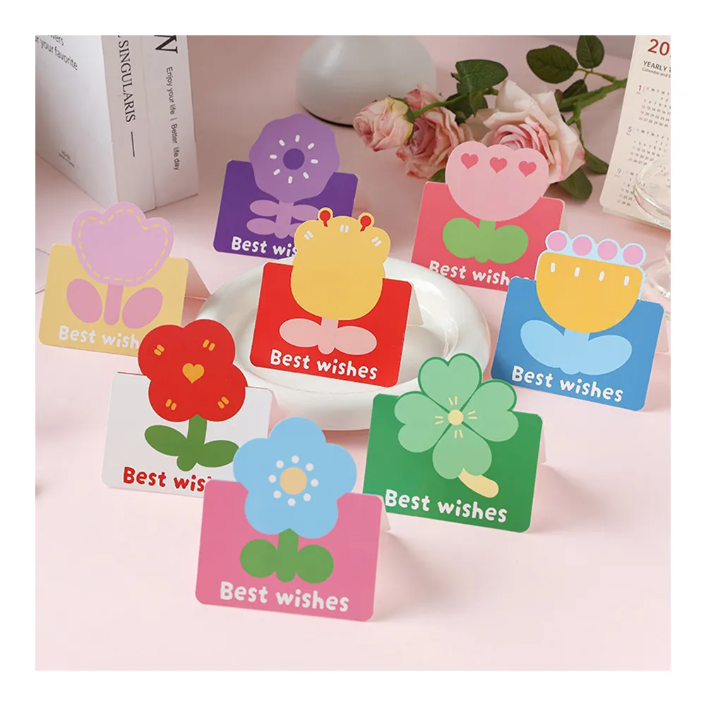 【Paper Play】萬用卡片-趣味可愛彩色小花圖樣卡片 祝福卡 感恩卡 留言卡(8款任選)