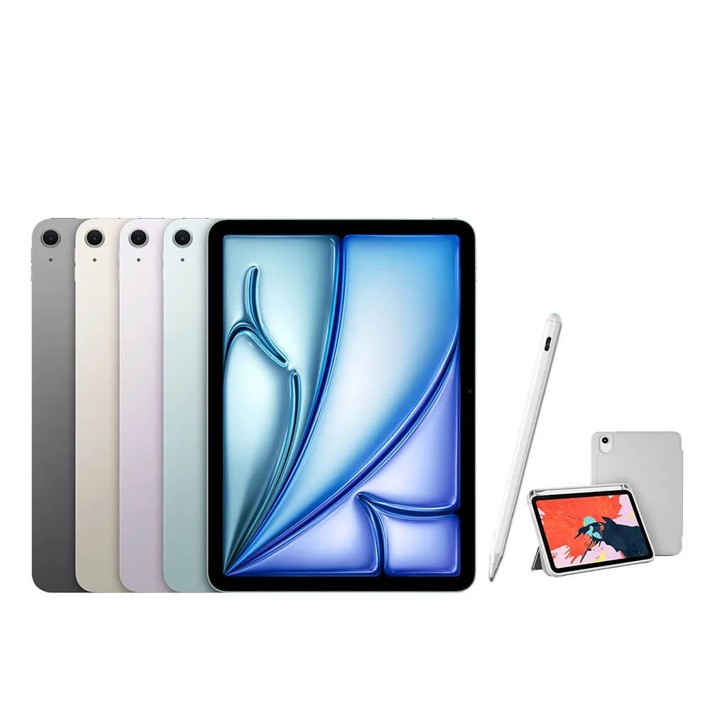 【Apple】2026 iPad Air M4晶片/11吋/WiFi/128G 平板電腦(A04 Plus觸控筆+三折筆槽殼+鋼化保貼組)