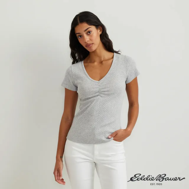 【Eddie Bauer】女性短袖棉質點花TEE 淺灰 21690115