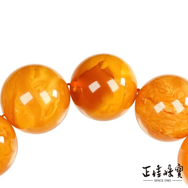 【正佳珠寶】蜜蠟琥珀 蒐藏級雞油黃老花蜜蠟 23mm 花蜜蠟手珠