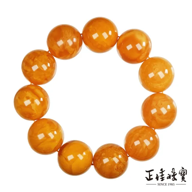 【正佳珠寶】蜜蠟琥珀 蒐藏級雞油黃老花蜜蠟 23mm 花蜜蠟手珠