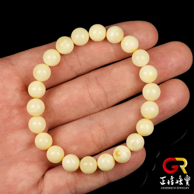 【正佳珠寶】蜜蠟琥珀 頂級微妖花純白蜜 8.4-8.8mm 純白蜜蠟手珠