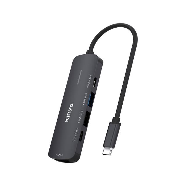 【KINYO】五合一多功能擴充座/USB集線器/USB Hub(PD、USB 3.2、HDMI介面、HDTV 福利品)