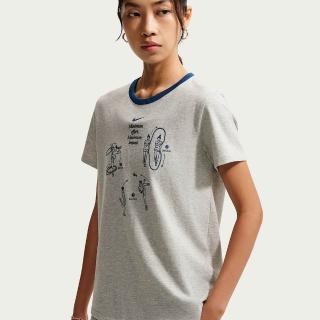 【NIKE 耐吉】短袖上衣 女 AS W NSW CLUB SS GFX TEE 運動 休閒 灰色 (IW1195050)