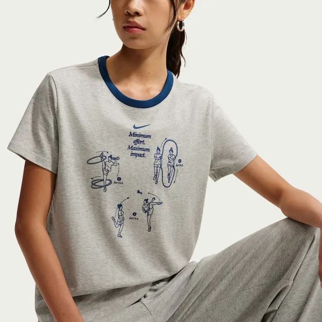 【NIKE 耐吉】短袖上衣 女 AS W NSW CLUB SS GFX TEE 運動 休閒 灰色 (IW1195050)