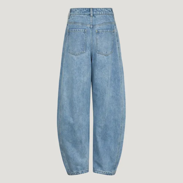 【adidas 愛迪達】長褲 女 休閒褲 三葉草 SOFT DENIM PANT 藍 LF2319