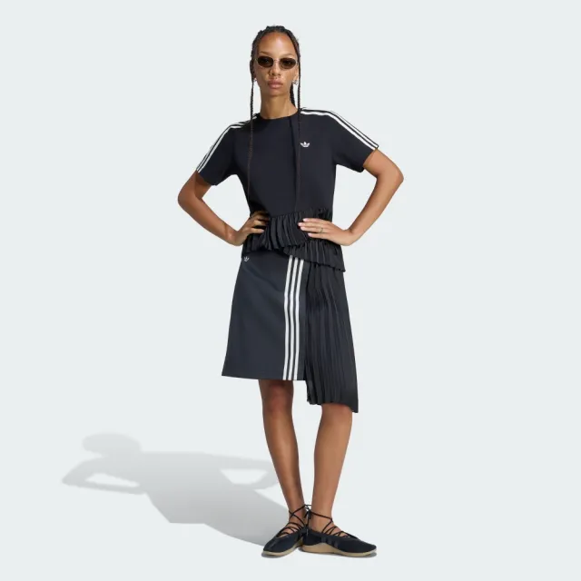 【adidas 愛迪達】短裙 女 運動裙 三葉草 亞規 PLEAT SKIRT 黑 LF2339