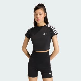 【adidas 愛迪達】短袖上衣 女 短版 三葉草 亞規 SST BABY TEE 黑 KG3700