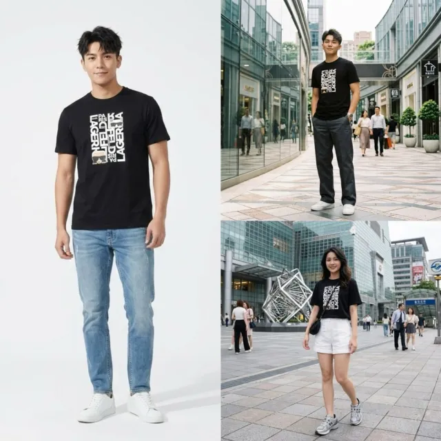 【KARL LAGERFELD 卡爾】巴黎玩潮T Karl Lagerfeld卡爾與貓短T 純棉 上衣 富養貓VS老佛爺 捉迷藏(LM6G3032)
