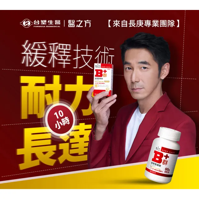 【台塑生醫醫之方】緩釋B群雙層錠x2瓶+長釋B群EX PLUS加強錠x2瓶(60錠/瓶 李李仁代言)