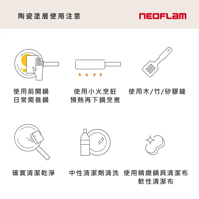 【NEOFLAM】momo獨家陶瓷輕量IH雙鍋組28+26平底鍋再贈24平底鍋(IH爐可用鍋/非鐵氟龍不沾塗層)