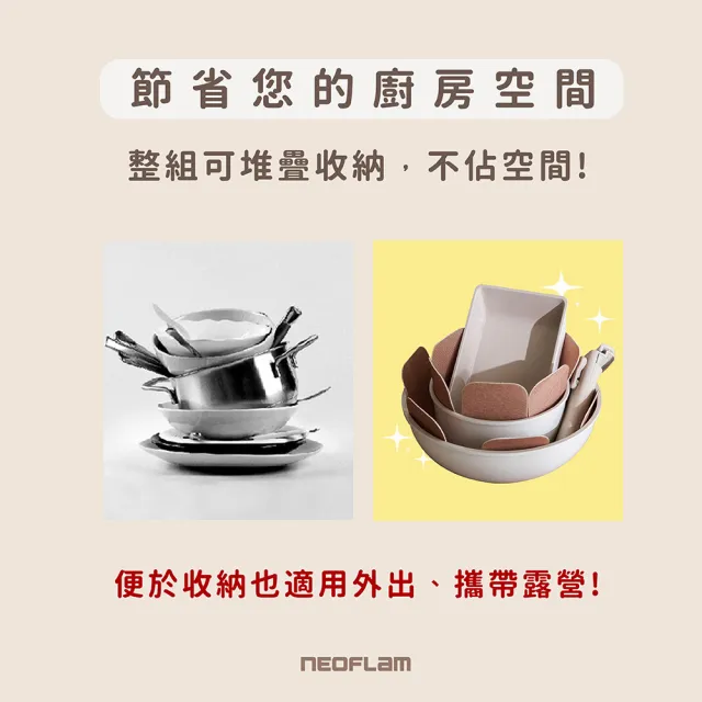 【NEOFLAM】momo獨家Midas Plus可拆式陶瓷塗層7件組-炒+湯+玉子燒鍋-伯爵奶茶(含蓋/IH爐可用/非鐵氟龍不沾)