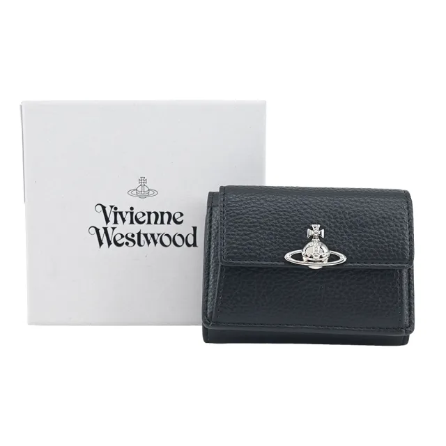 【Vivienne Westwood】荔枝皮革三折夾-黑