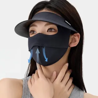 【EMMA SUE】冰絲口罩 騎車 透氣 遮陽 機車面罩 薄款 防曬面罩 護眼角 帽檐面罩