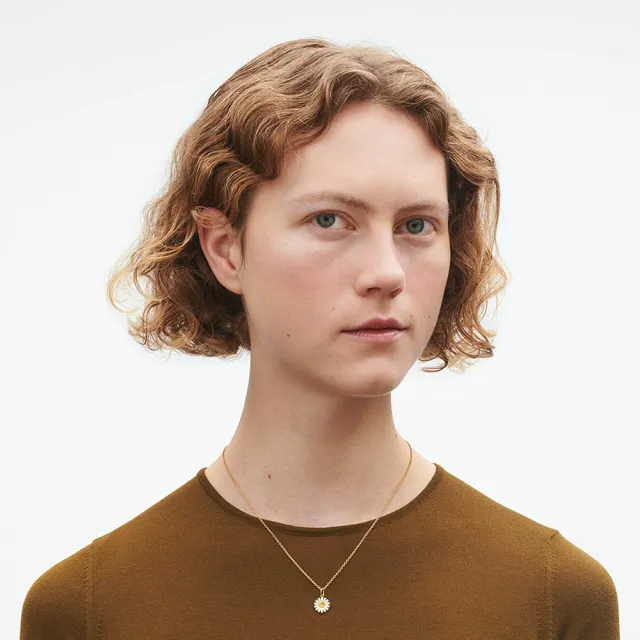 【Georg Jensen 喬治傑生】DAISY 項鍊 - 線上獨賣款(18K黃金電鍍純銀 白瓷琺瑯)