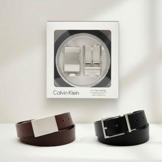 【CALVIN KLEIN】專櫃禮盒版 CK 男生 皮帶 雙扣頭禮盒 腰帶(11CK010046)