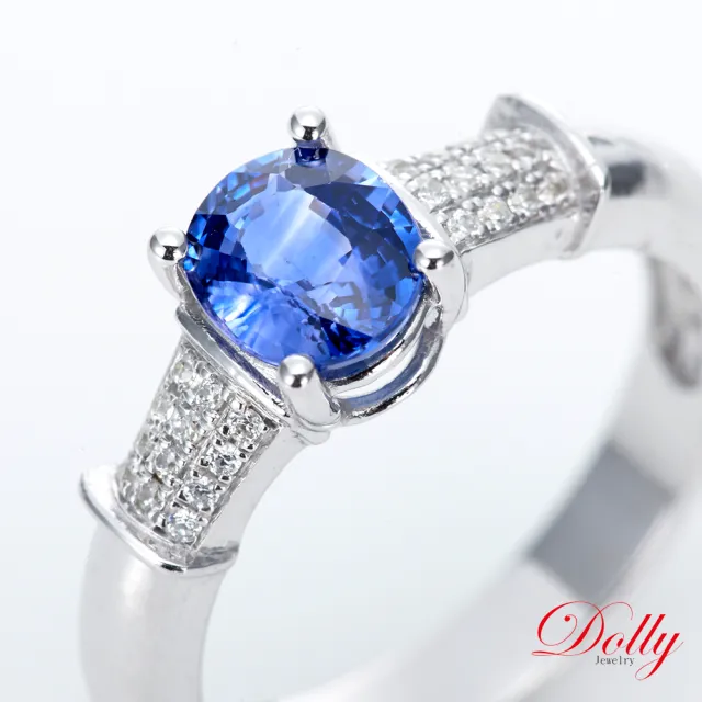 【DOLLY】買一送一 無燒 斯里蘭卡藍寶石1克拉鑽石戒指-006 高級訂製珠寶 浪漫質感 奢華送禮
