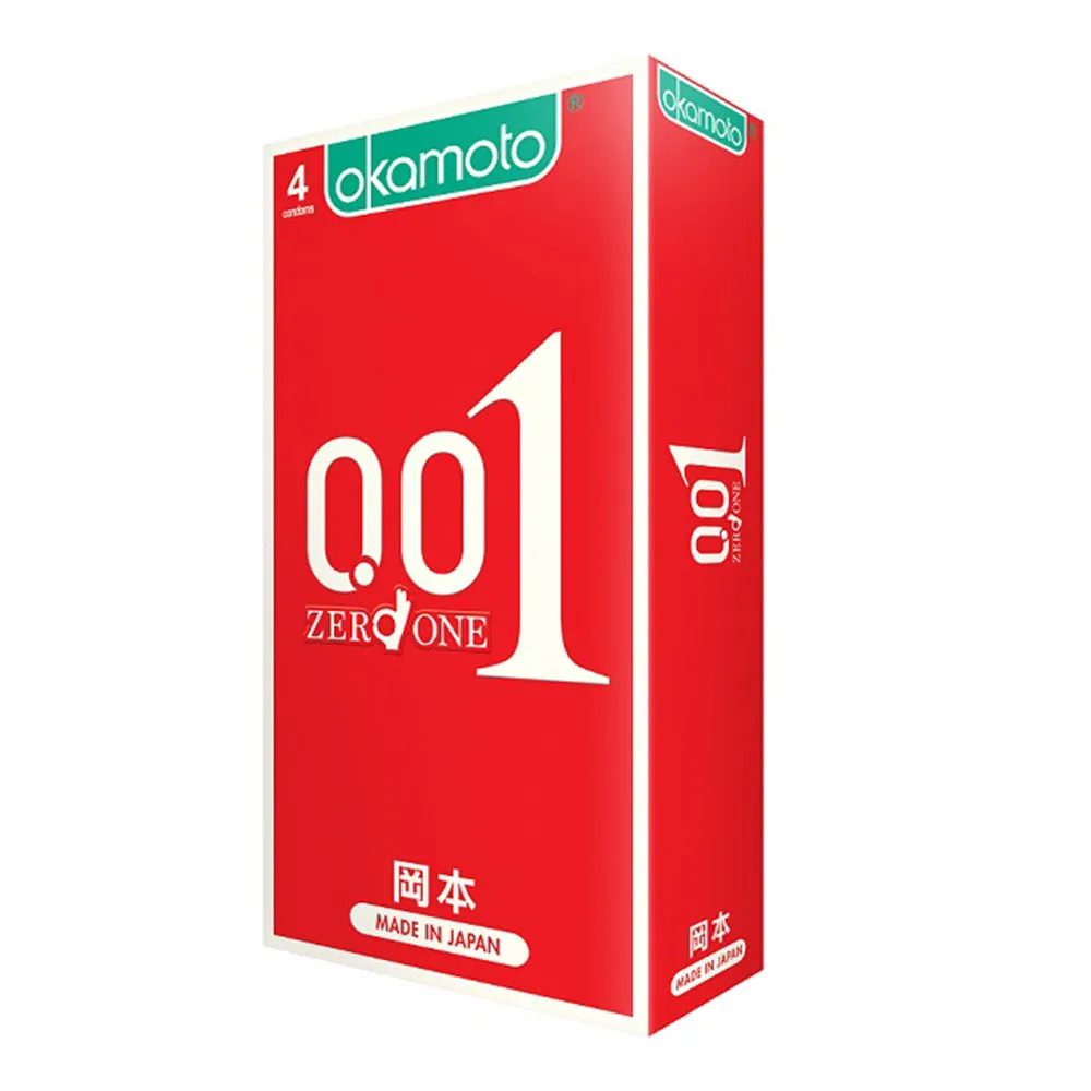 【okamoto 岡本】001水性聚氨酯保險套4入/盒(加有潤滑劑/光滑/至尊系列)