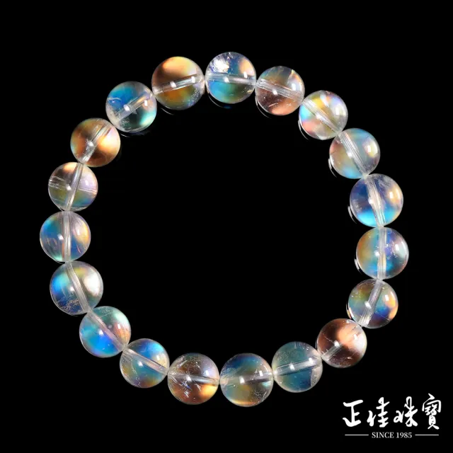 【正佳珠寶】馬島月光 蒐藏級玻璃體彩虹藍 9.9-10.4mm 馬島月光石手珠