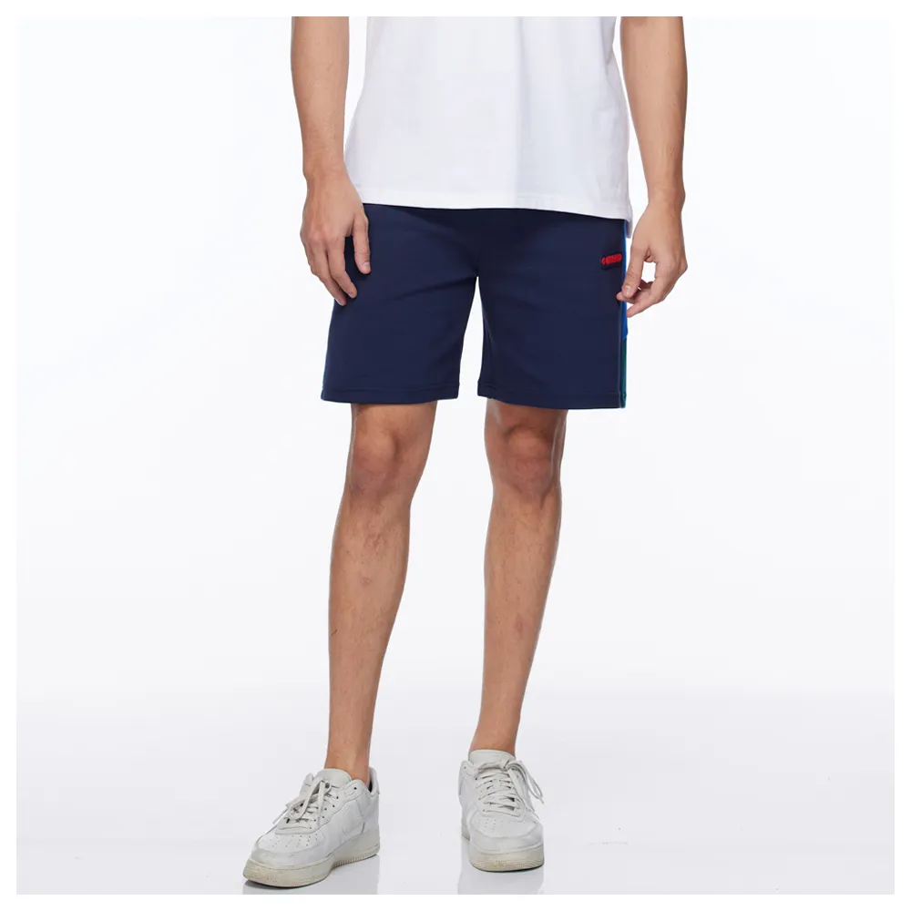 【NAUTICA】男裝 COMPETITION拼接造型LOGO運動短褲(深藍)