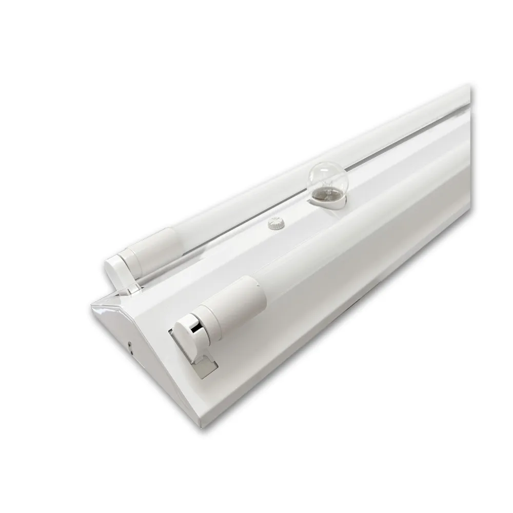 【E極亮】LED T8 4尺*2管 附小夜燈 山型 含燈管 白光 2入組(4尺*2管+小夜燈 山形)