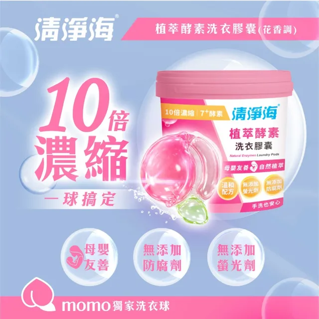【清淨海】momo獨家★ 小桃子 植萃酵素洗衣膠囊40顆*4入-共160顆(母嬰友善/清淨海桃子洗衣球)
