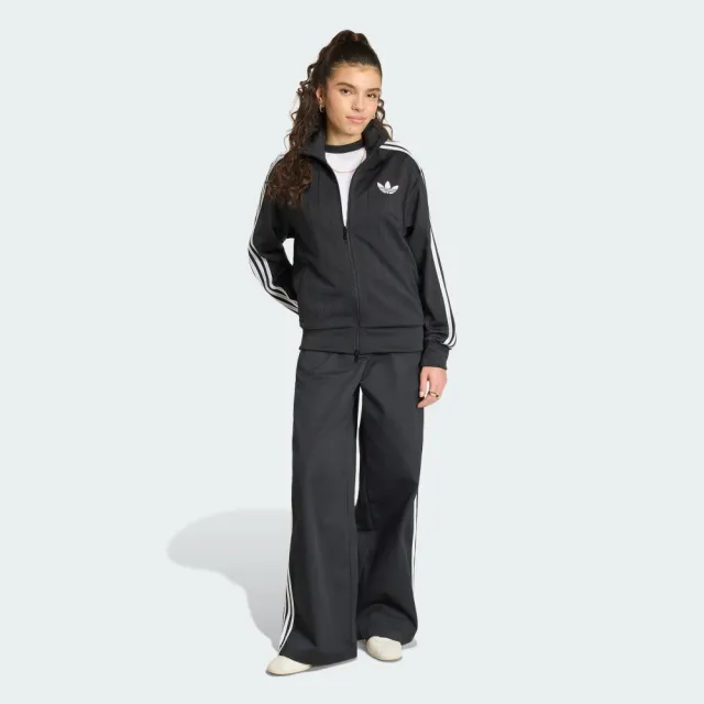【adidas 愛迪達】外套 女 運動立領外套 三葉草 亞規 FB LOOSE TT 黑 KS6786(S3448)