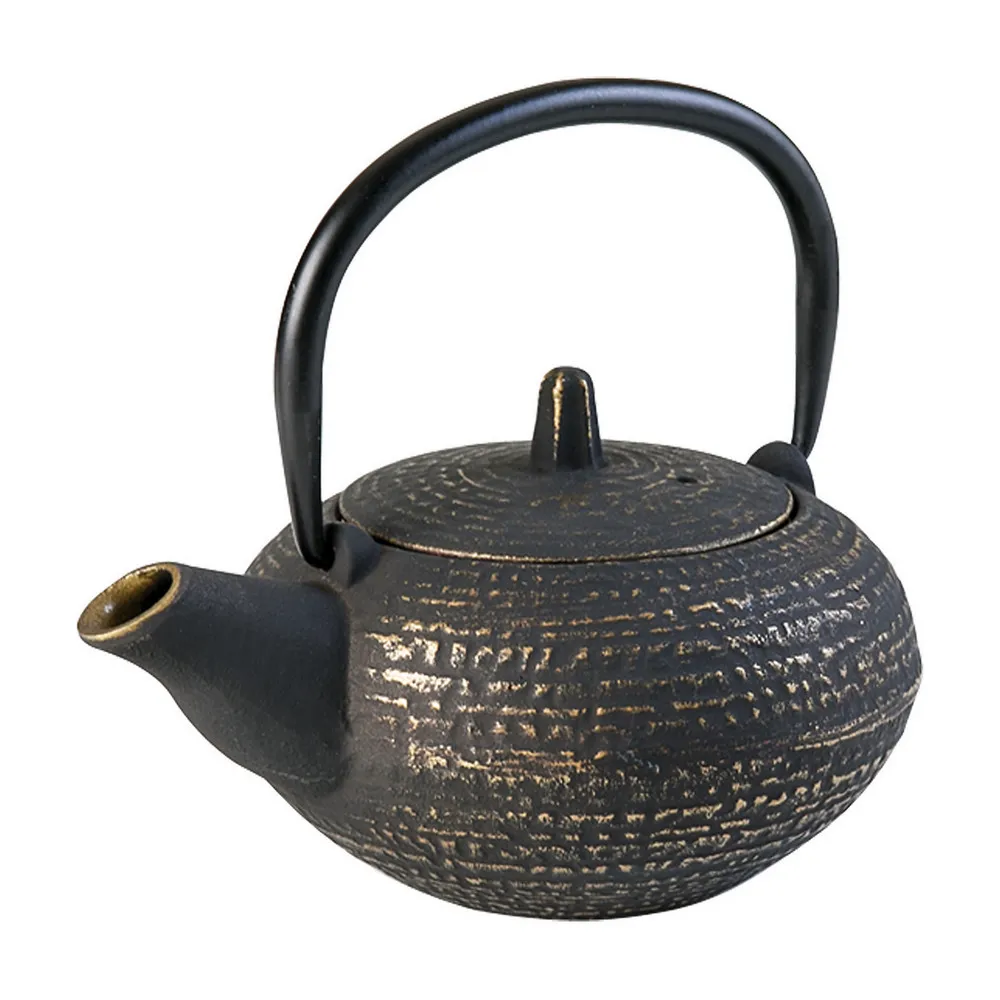 【IBILI】西班牙 Osaka鑄鐵濾茶壺 墨金400ml / 泡茶 下午茶 茶具