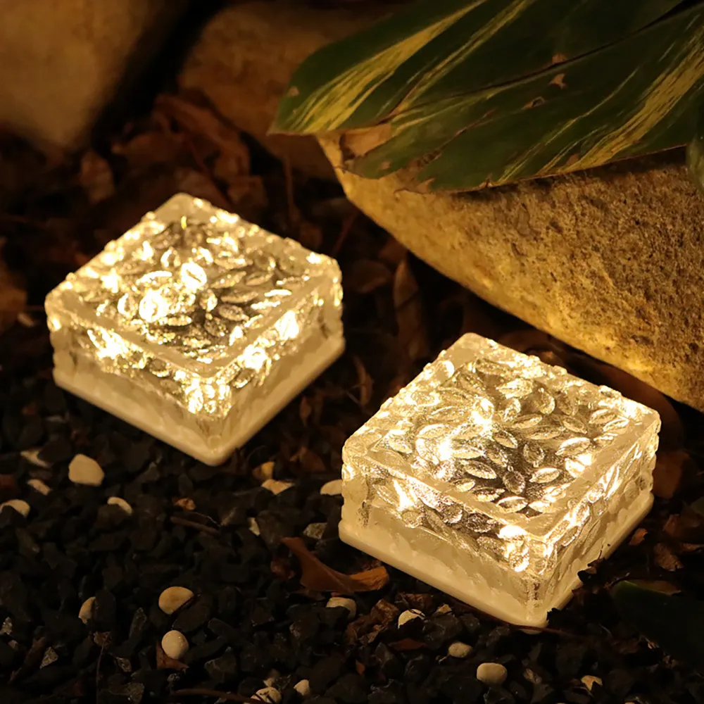 【媽媽咪呀】太陽能LED雪花方形冰磚燈-小號(感應燈 裝飾燈 景觀燈 庭院燈 戶外燈 地磚燈 露營燈)