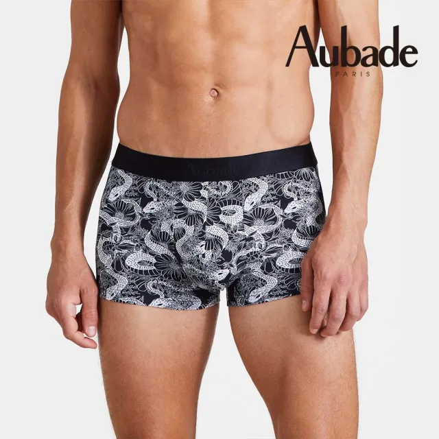 【Aubade】短版頂級莫代爾棉 彈性四角男褲 平口褲 二色(蛇與花-2211.12)