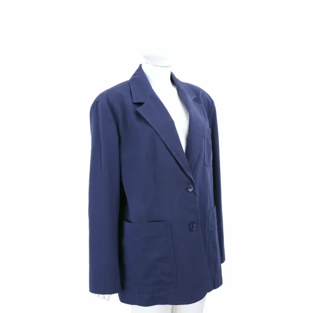 【MaxMara】WEEKEND WELLS 西裝外套 海軍藍翻領雙釦棉麻混紡 外套(義大利精品時裝品牌)