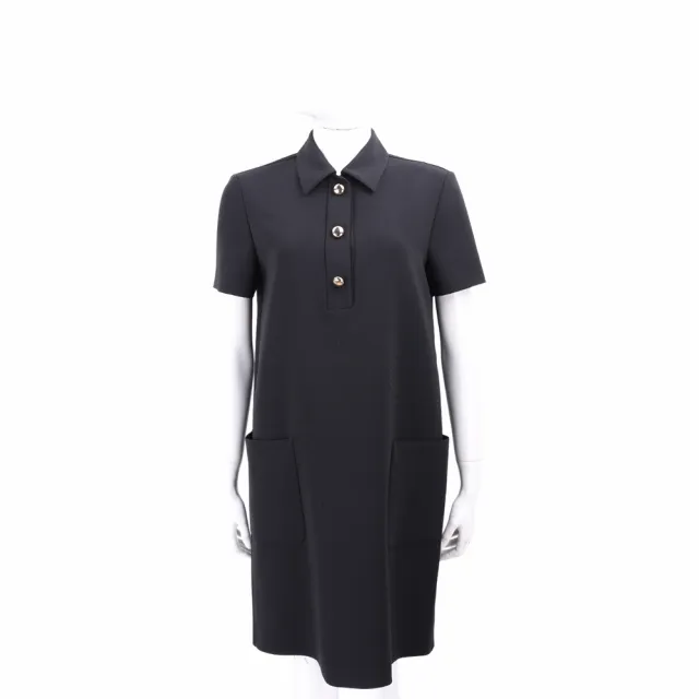 【MaxMara】STUDIO AUSTIN POLO領 洋裝 黑色直筒連身裙(義大利精品時裝品牌)
