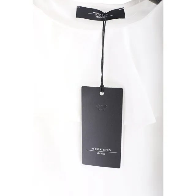 【MaxMara】WEEKEND ONDE 荷葉剪裁設計白色絲滑感上衣(T恤 義大利精品時裝品牌)