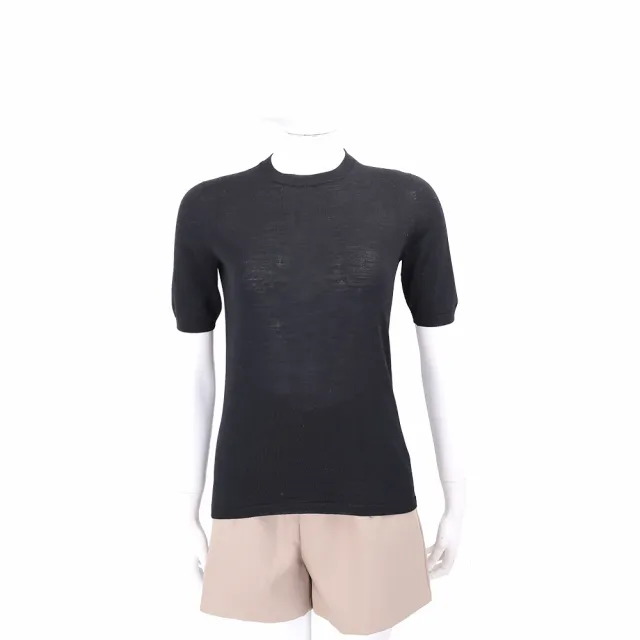【MaxMara】GERICO 黑色羊毛衫 針織衫 五分袖微透膚上衣( 義大利精品時裝品牌)