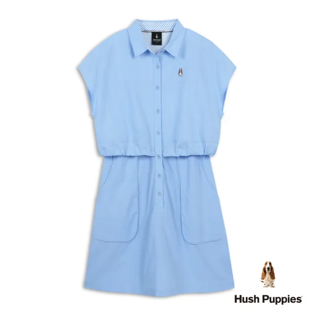 【Hush Puppies】女裝 洋裝 假兩件刺繡小狗洋裝 (淺藍 / 64215501)
