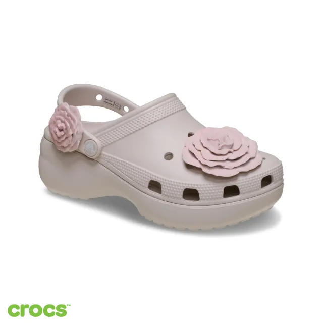 【Crocs】女鞋 經典 雲朵疊影玫瑰克駱格 洞洞鞋 可可米色(214026-2PL)