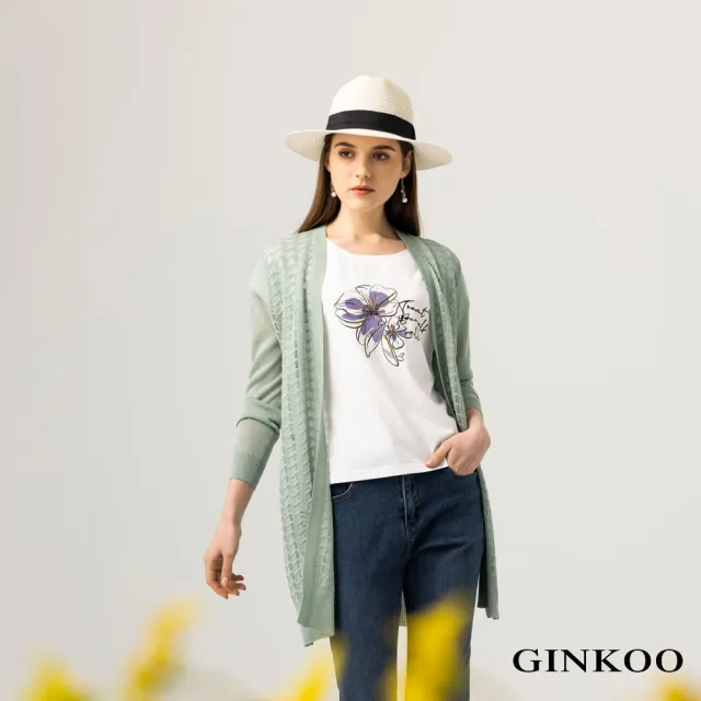 【GINKOO 俊克】前短後長花圖樣上衣